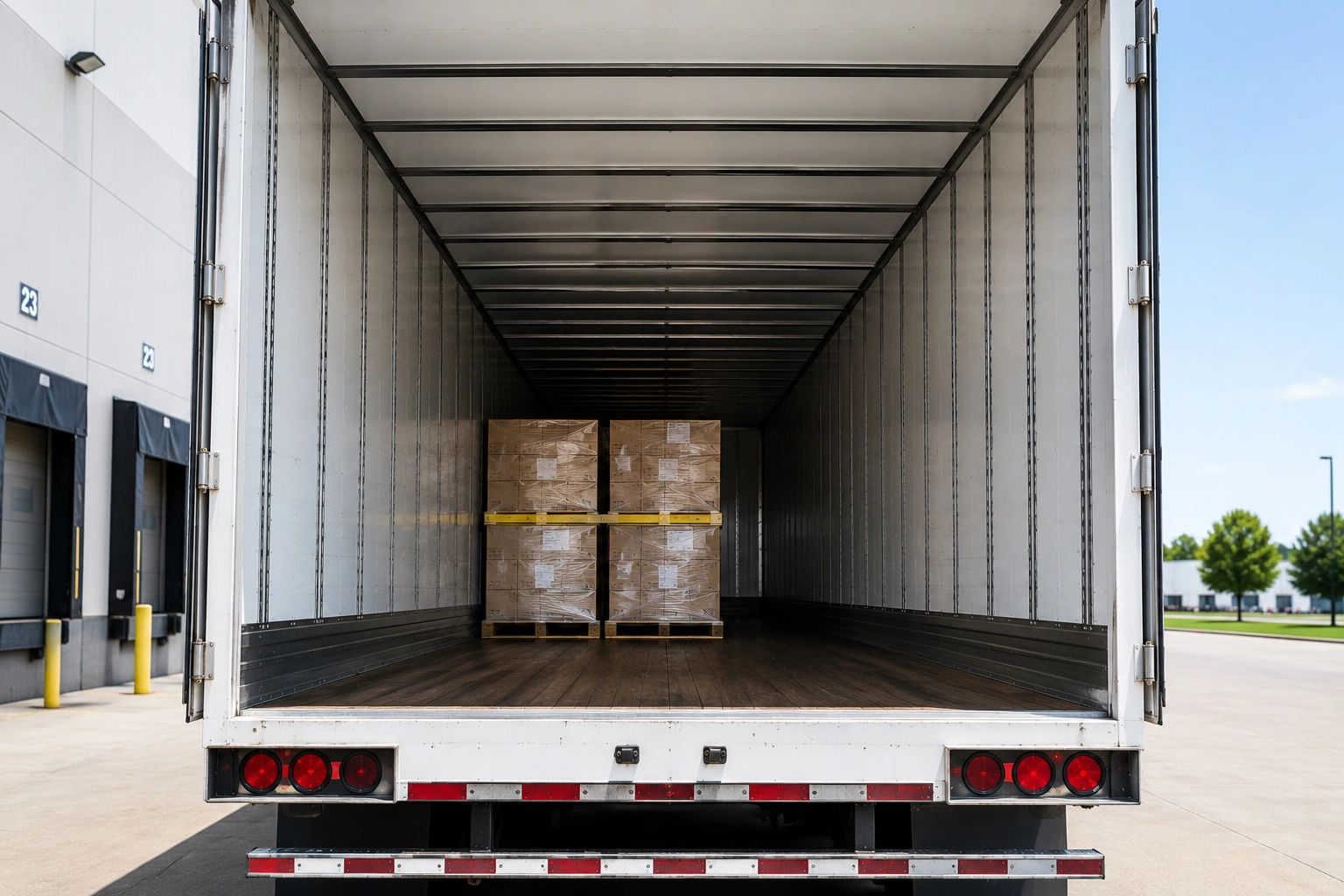 Partial shipment inside a dry van trailer